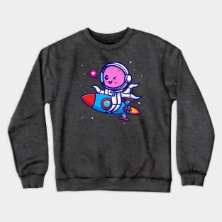 Cute Octopus Astronaut Riding Rocket Cartoon Crewneck Sweatshirt